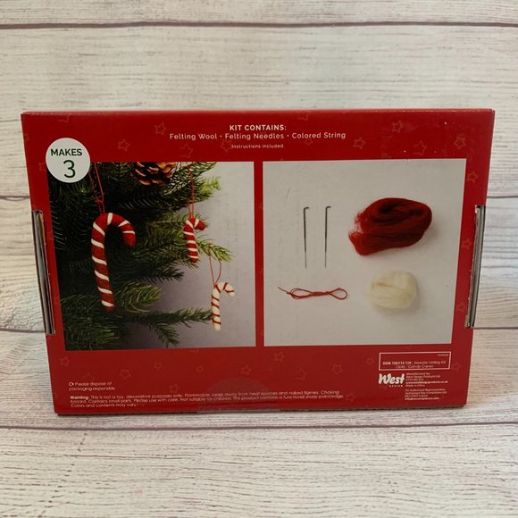 Candy Cane Needle Felting Kit with Needles Wool String Christmas Hanging Decor - Picture 4 of 7